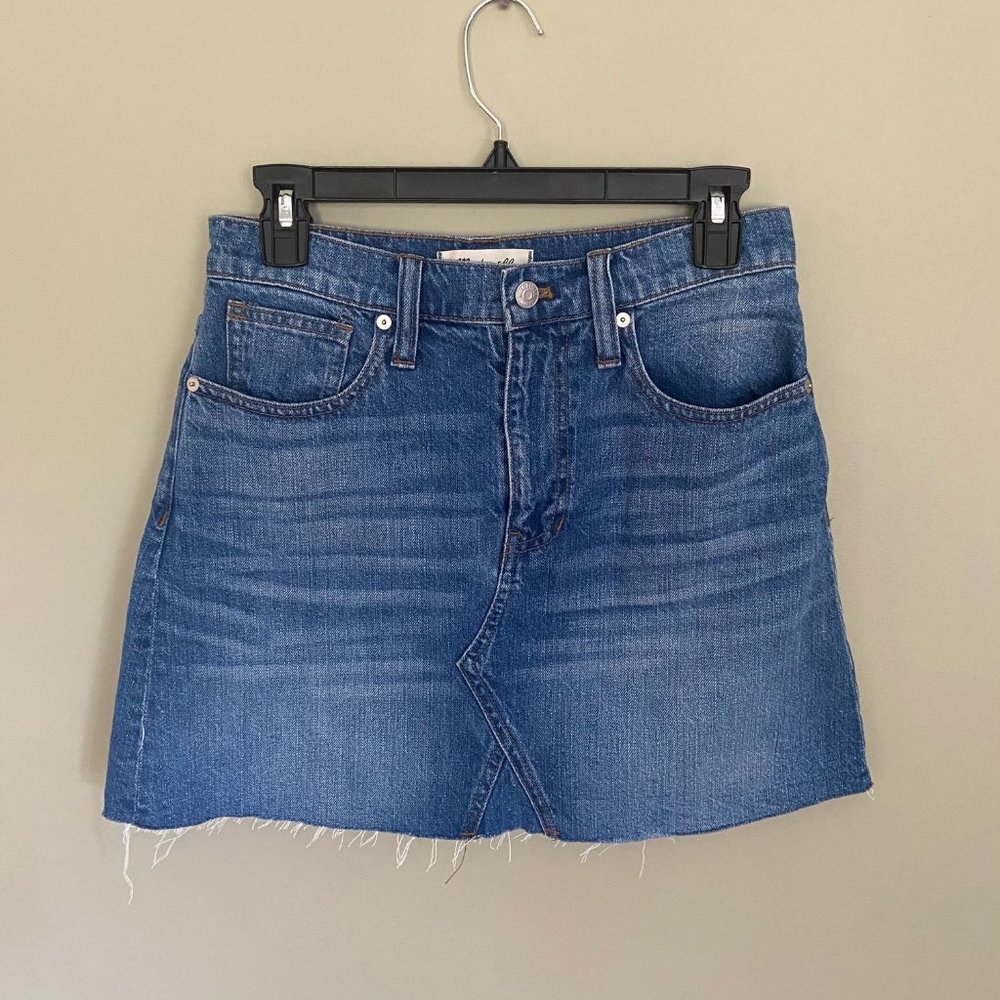 Madewell Denim Mini Skirt with Ruff Hem, Size 26